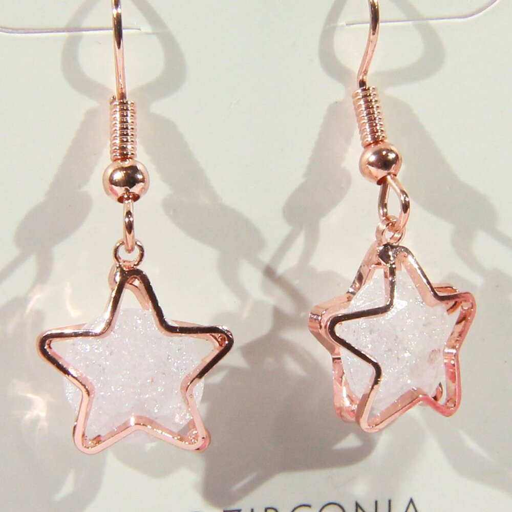NWOT Francesca's Collections Rose Gold Tone Earrings - Picture 2 of 5